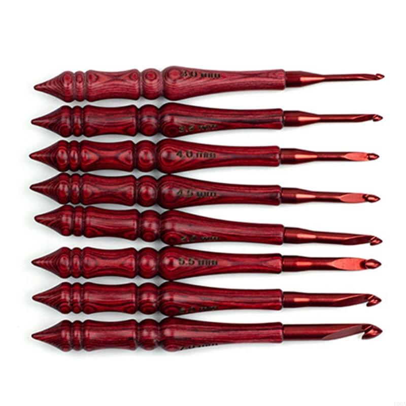 Wooden Crochet Hooks Ergonomic Handle - 8 Cái Tay cầm bằng gỗ