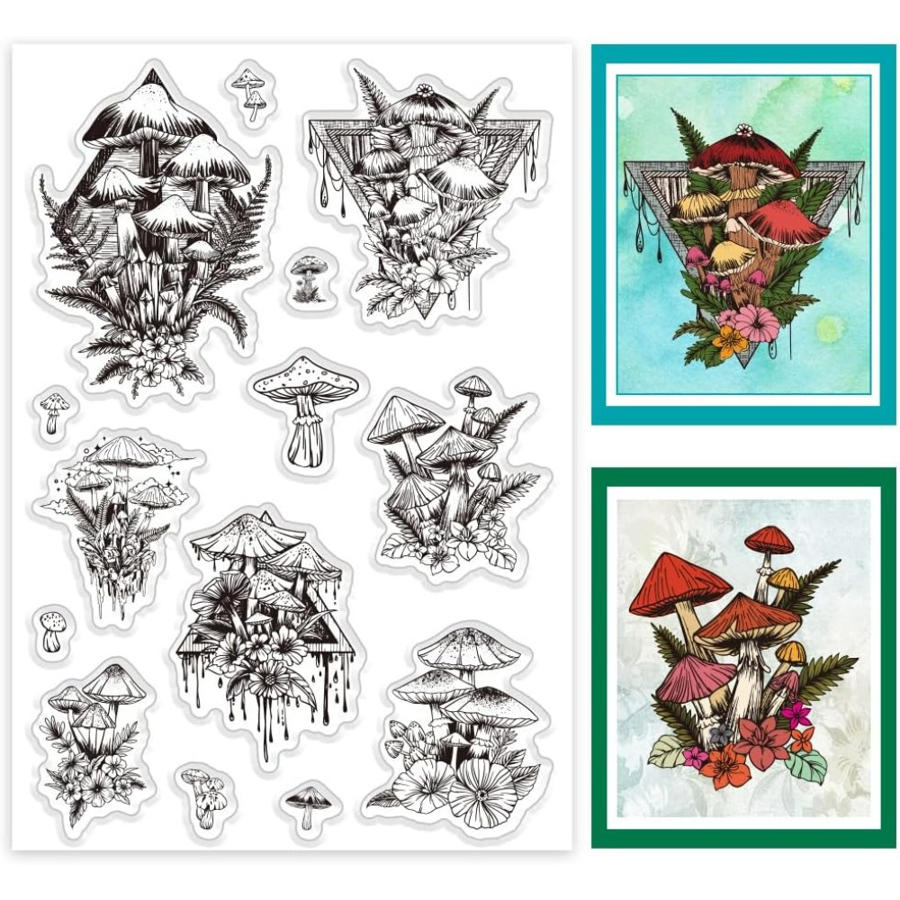 Clear Silicone Stamps For Card Making - Mushroom Clear Stamp, Plant Silicone Stamp