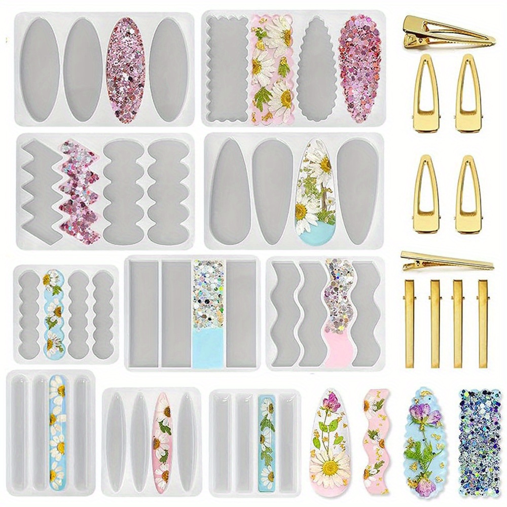 A Set of 10 Deep Hairpin Silic - đánh giá và giá Silicone Epoxy Resin Molds Set
