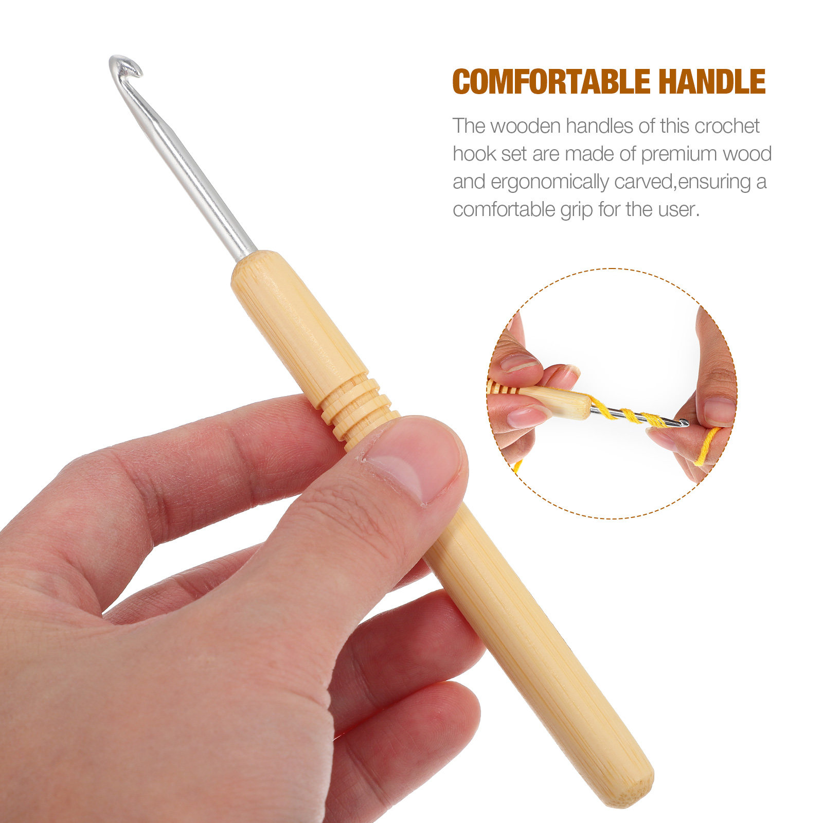 1Set Wooden Crochet Hook Set V - đánh giá và giá Wooden Crochet Hooks Ergonomic Handle