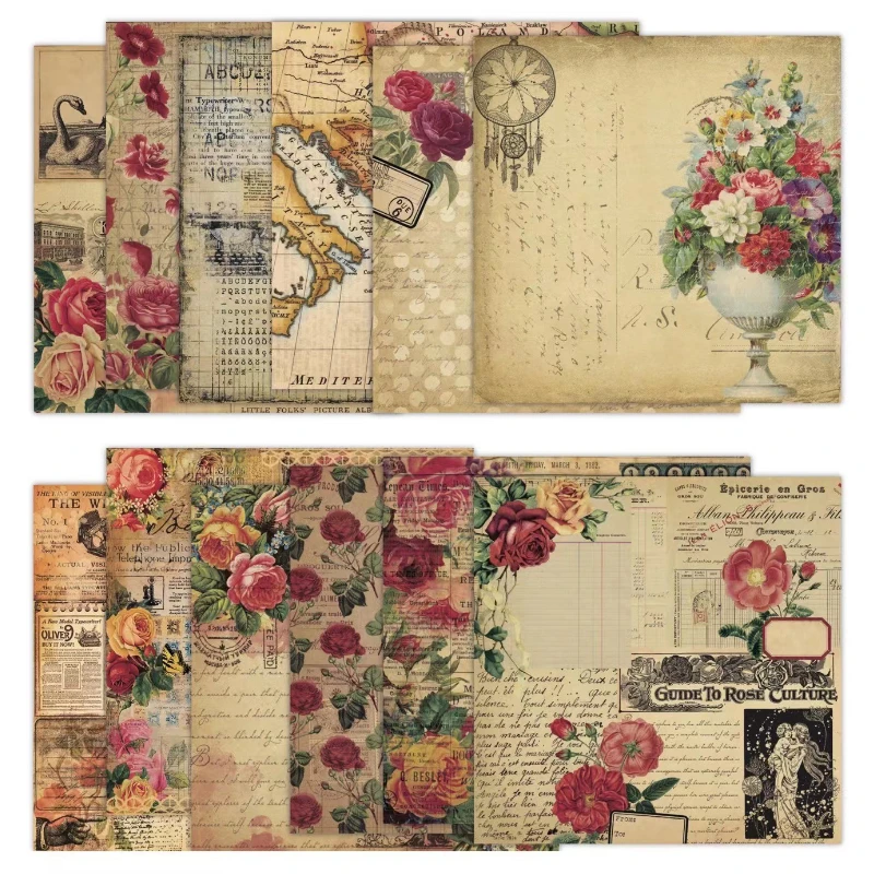 Sổ Lưu Miếng Lót Các Loại Hoa  - đánh giá và giá Vintage Junk Journal Scrapbooking Paper