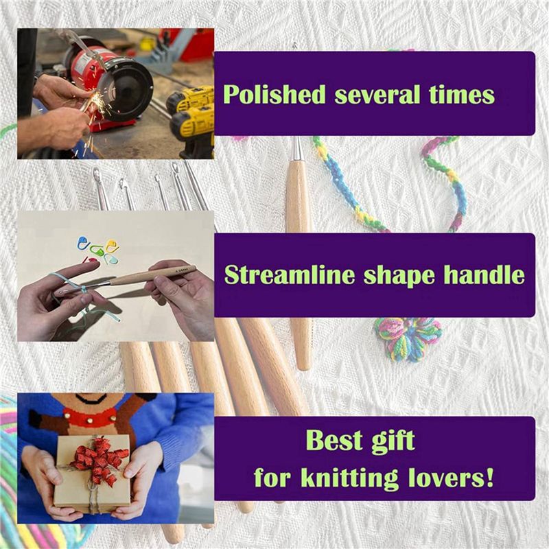 SEWS-80Pcs Wood Crochet Hooks  - đánh giá và giá Wooden Crochet Hooks Ergonomic Handle