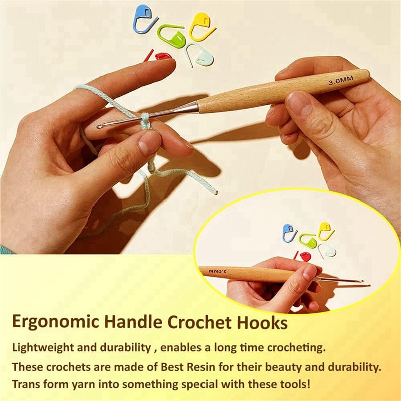 SEWS-80Pcs Wood Crochet Hooks  - đánh giá và giá Wooden Crochet Hooks Ergonomic Handle