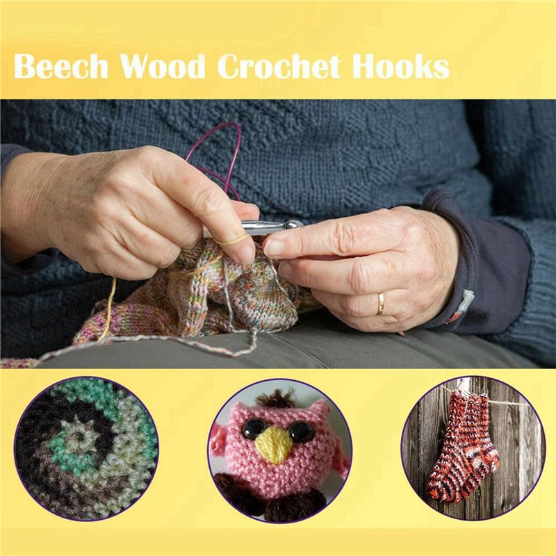 SEWS-80Pcs Wood Crochet Hooks  - đánh giá và giá Wooden Crochet Hooks Ergonomic Handle