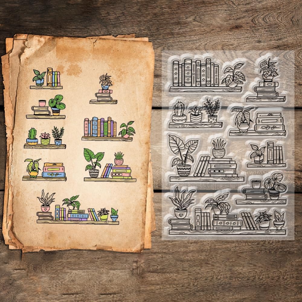 Potted Bookshelf Clear Stamps  - đánh giá và giá Clear Silicone Stamps For Card Making