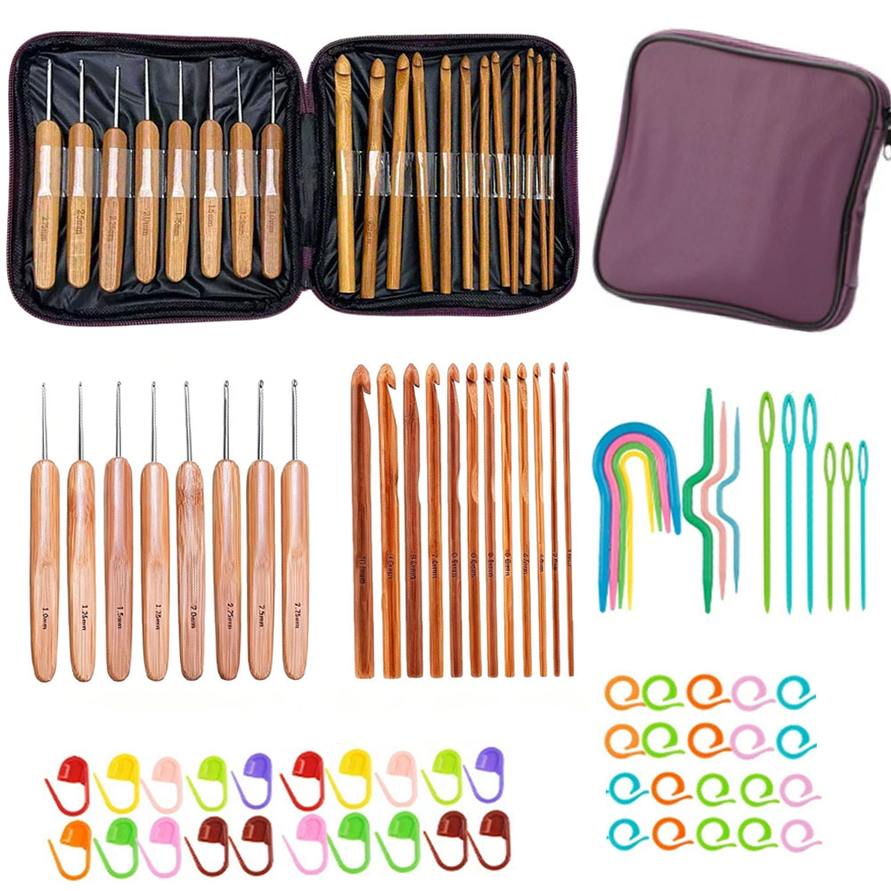 74pcs Bamboo Crochet Hooks Set - đánh giá và giá Craft Tools