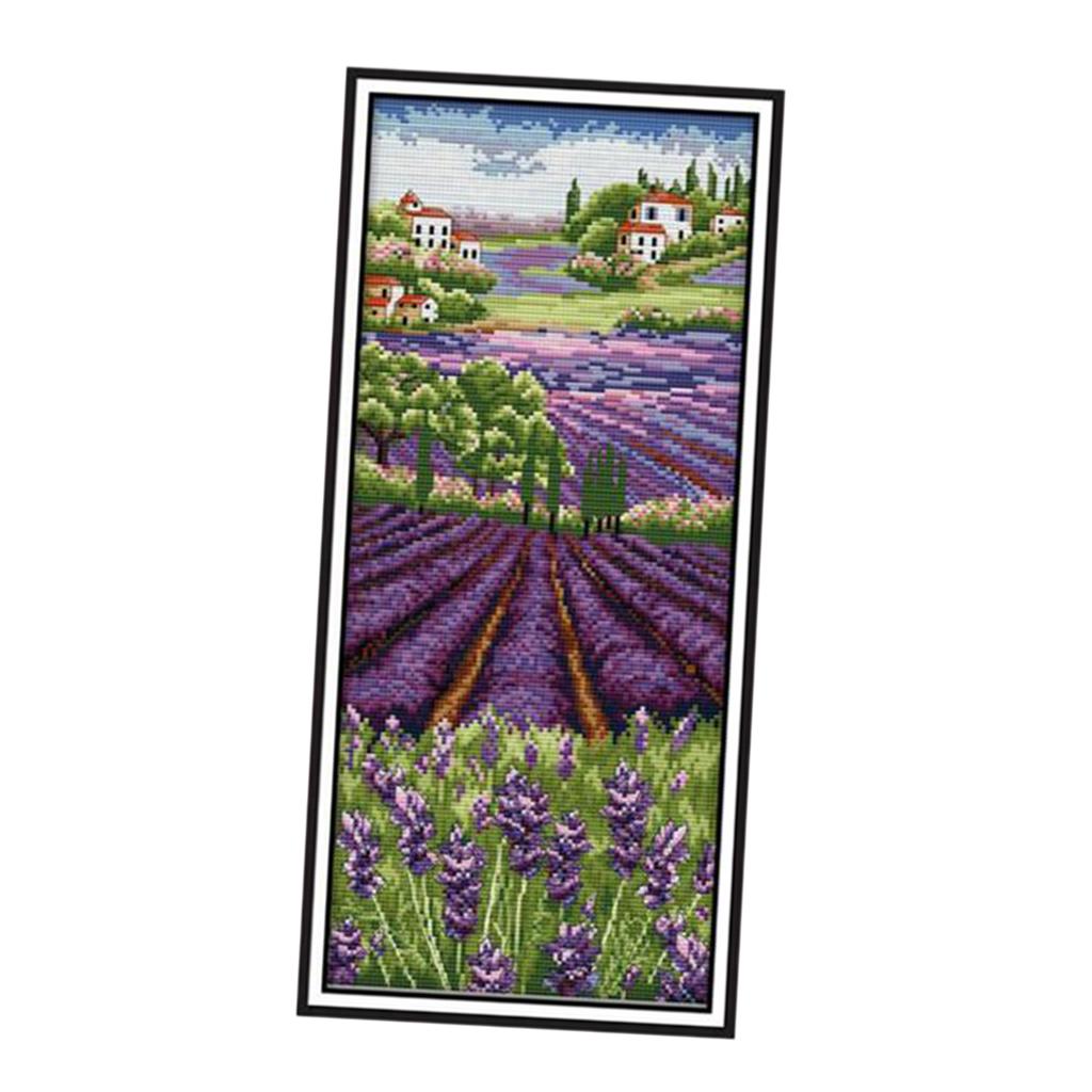 Lavender Flowers Stamped Cross - đánh giá và giá Cross Stitch Stamped Kits Beginners