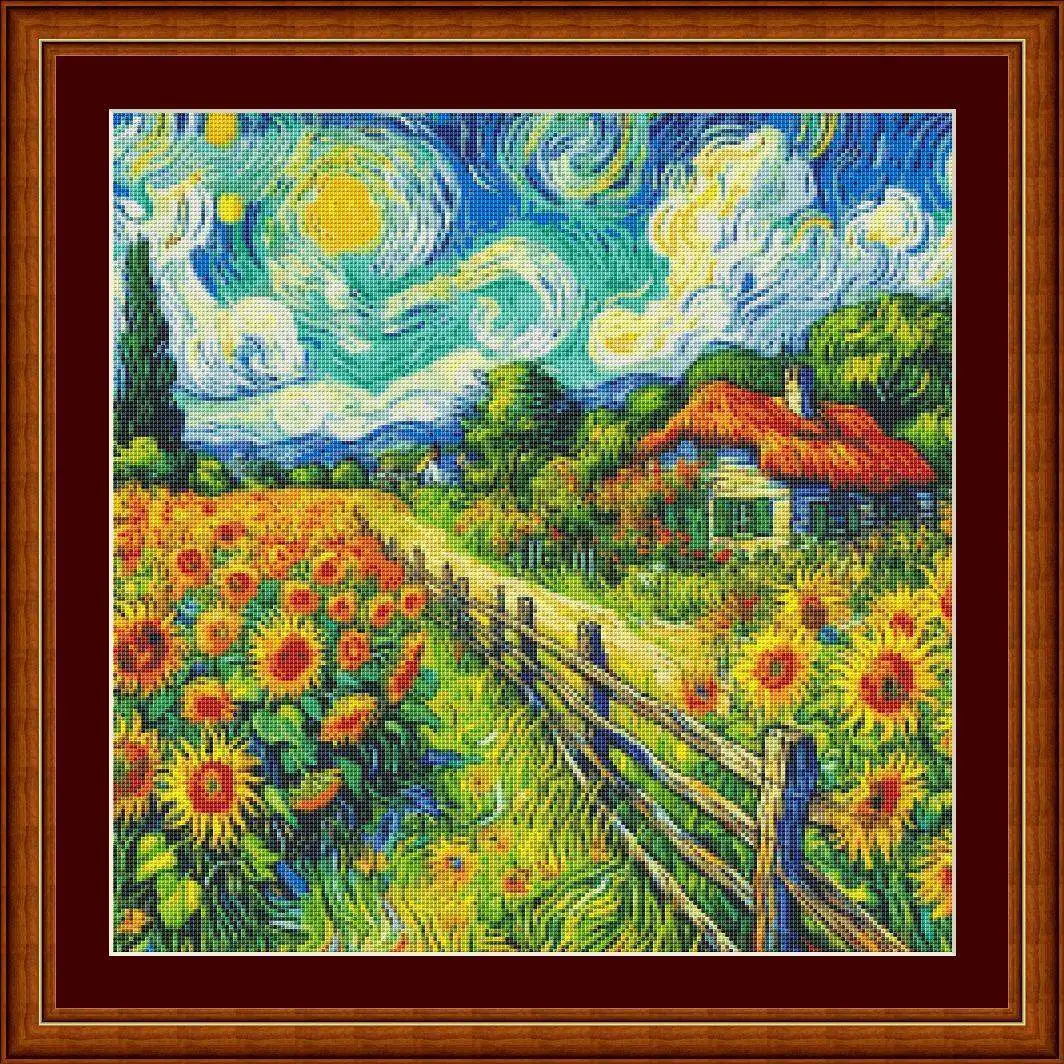 [[CC4656-Van Gogh Series Sunfl - đánh giá và giá Cross Stitch Stamped Kits Beginners