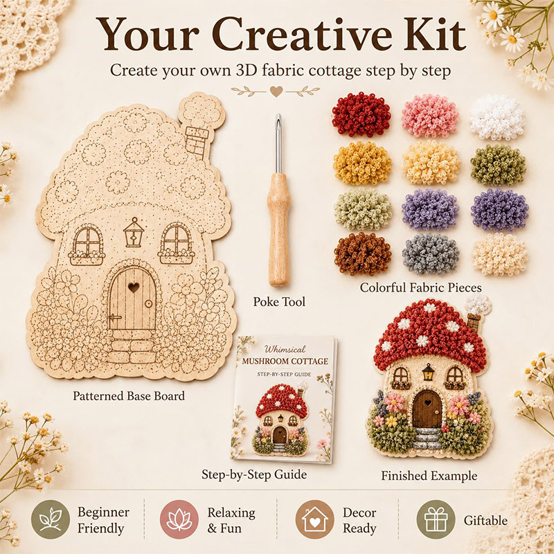 3D Mushroom House Poke Art DIY - đánh giá và giá Craft Tools