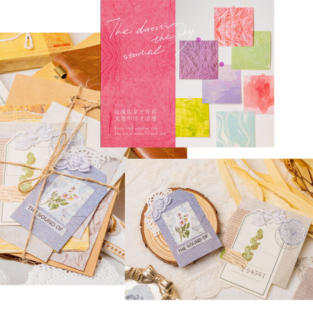 100 Pcs Colorful Texture Backg - đánh giá và giá Vintage Junk Journal Scrapbooking Paper