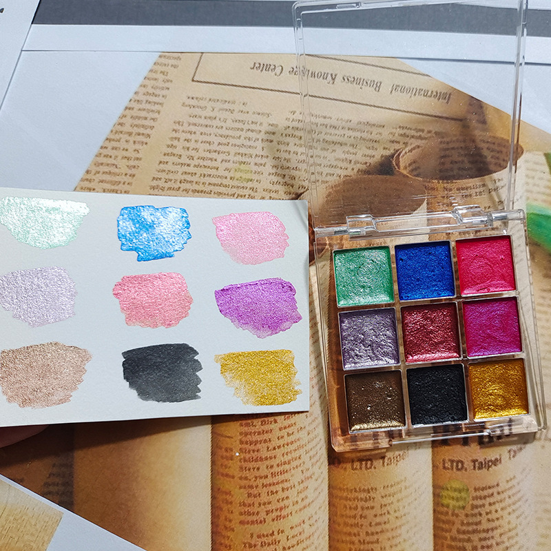 9 color Nail Solid Pigment Aur - đánh giá và giá Watercolor Paint Set Solid Pigment