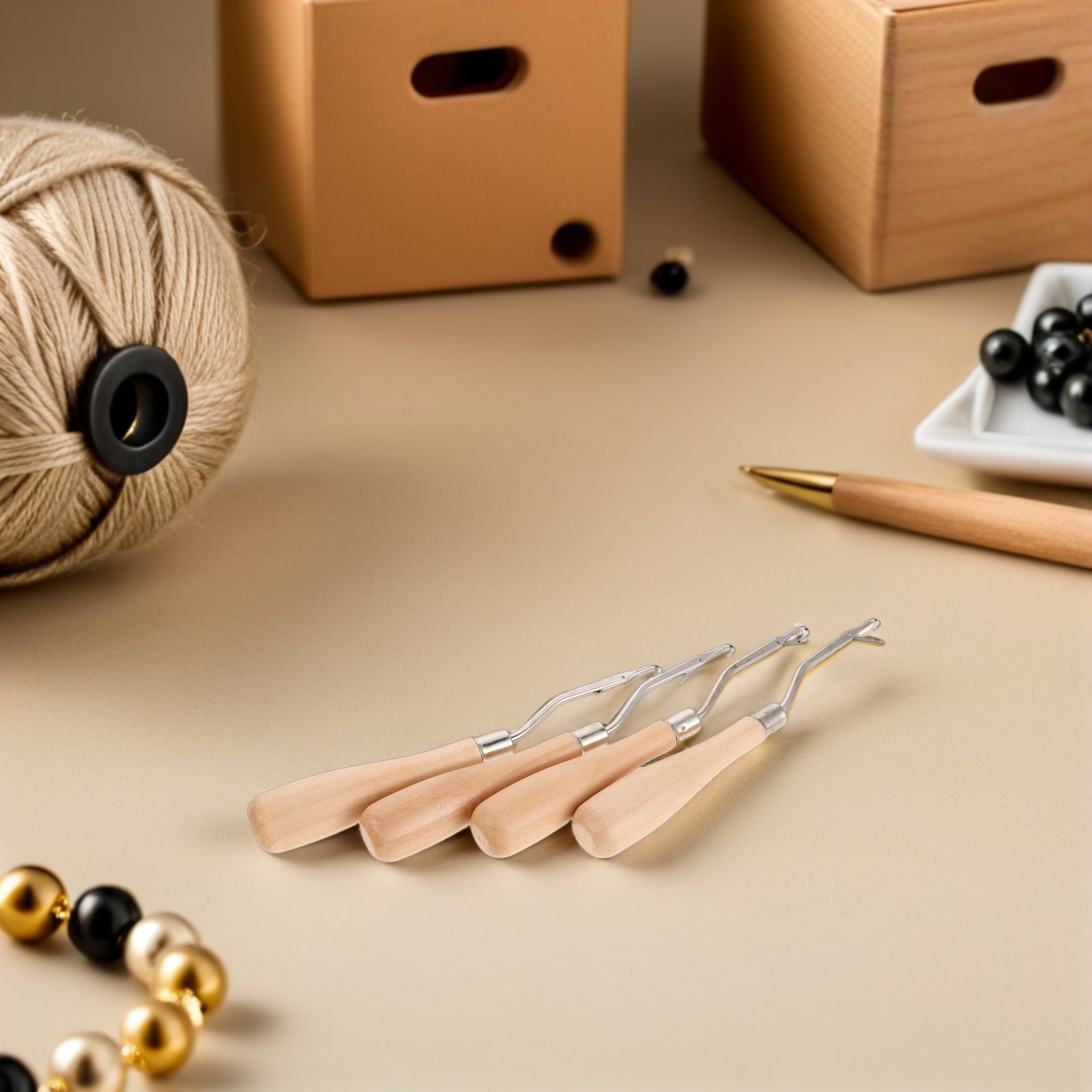 4Pcs Crochet Hooks Ergonomic W - đánh giá và giá Wooden Crochet Hooks Ergonomic Handle