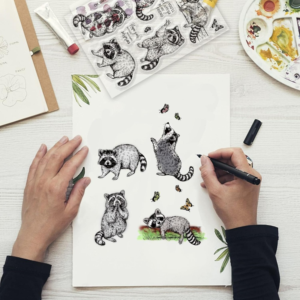 Realistic Raccoons Clear Stamp - đánh giá và giá Clear Silicone Stamps For Card Making