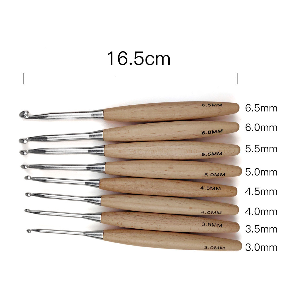 8Pcs Wood Crochet Hooks16.5cm  - đánh giá và giá Wooden Crochet Hooks Ergonomic Handle