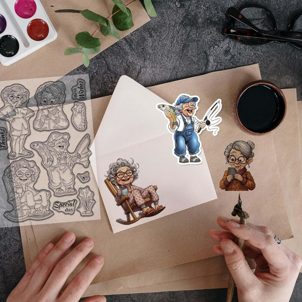 Smiling Old Lady Clear Stamps  - đánh giá và giá Clear Silicone Stamps For Card Making