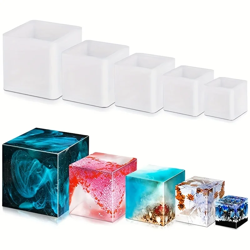 5 pcs Square Resin Mold Silico - đánh giá và giá Silicone Epoxy Resin Molds Set