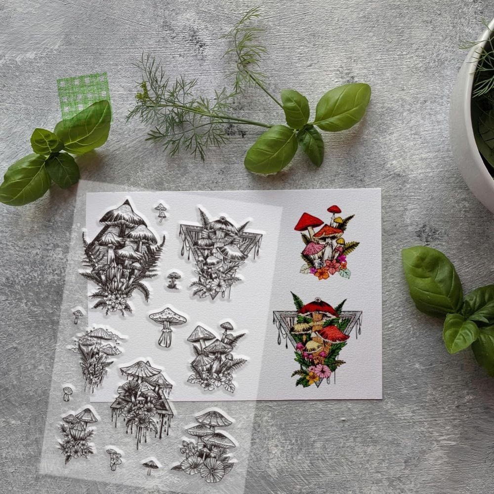 Mushroom Clear Stamp, Plant Si - đánh giá và giá Clear Silicone Stamps For Card Making