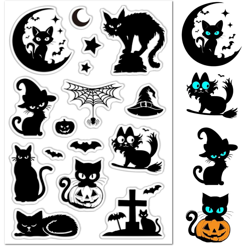 Halloween Black Cats Clear Rub - đánh giá và giá Clear Silicone Stamps For Card Making