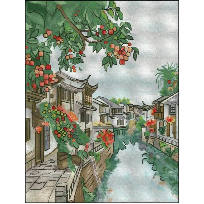 [[CC904-Water Town Jiangnan] D - đánh giá và giá Cross Stitch Stamped Kits Beginners