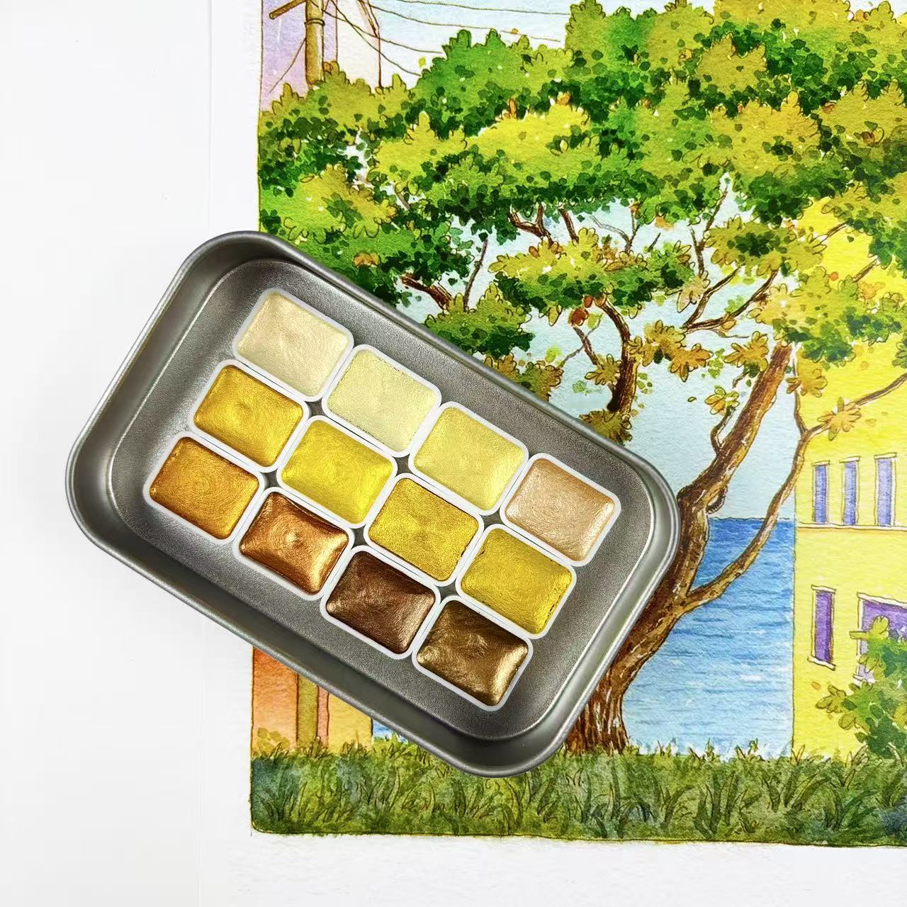 A Complete Set of Professional - đánh giá và giá Watercolor Paint Set Solid Pigment